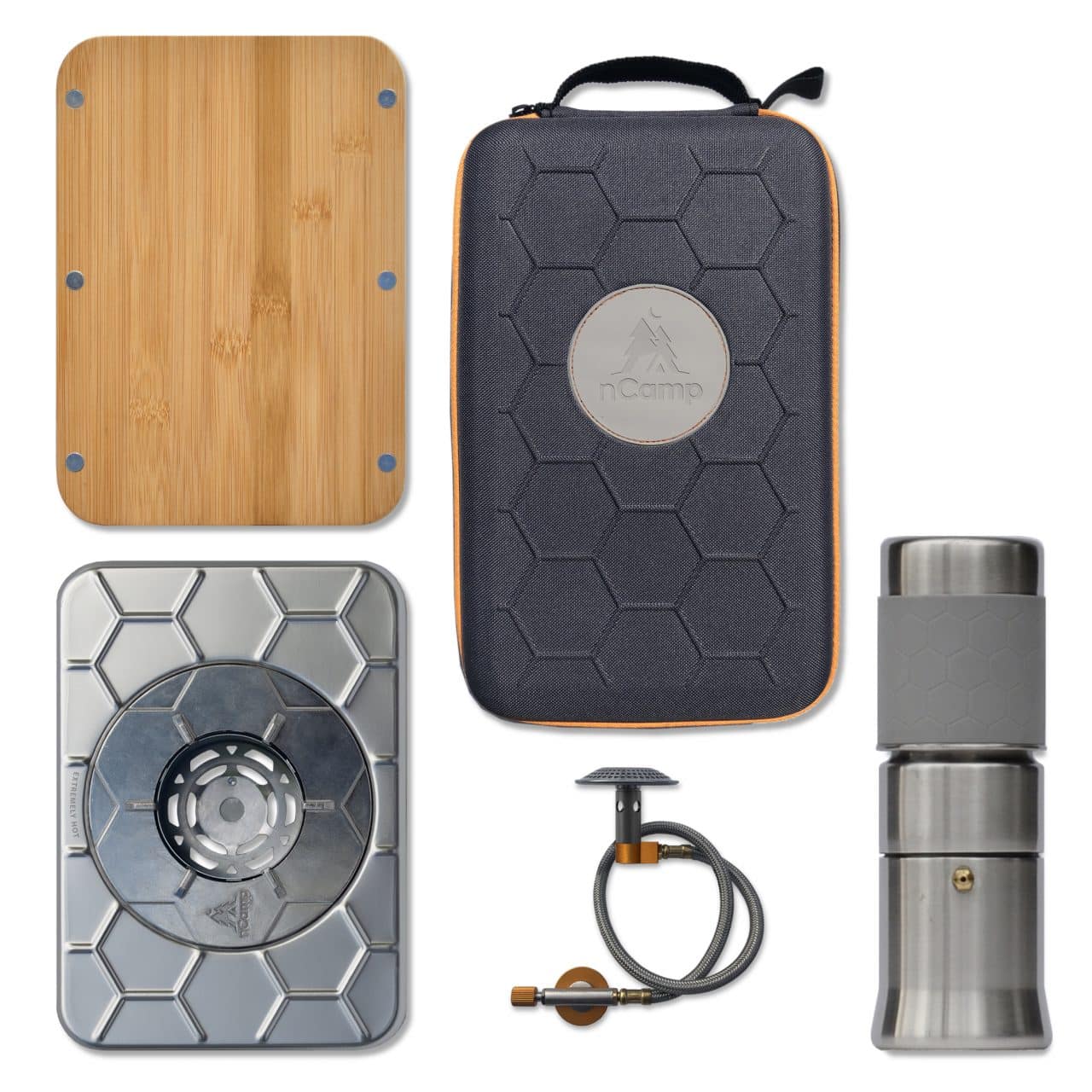 nCamp Kitchen to Go 5 Piece (Stove, Prep, Adapter, Case)