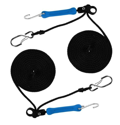 Perfect Tie Down - 12' Rope Lock Tie Down w/Bungee - Black - 2 Pack